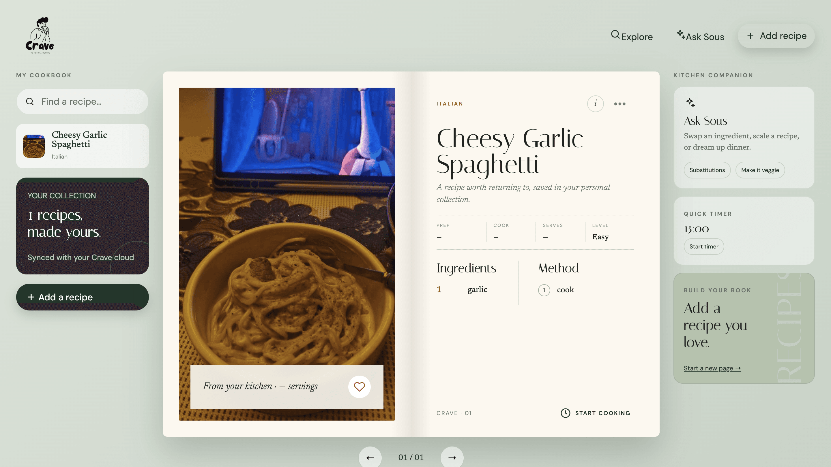 Crave recipe journal
